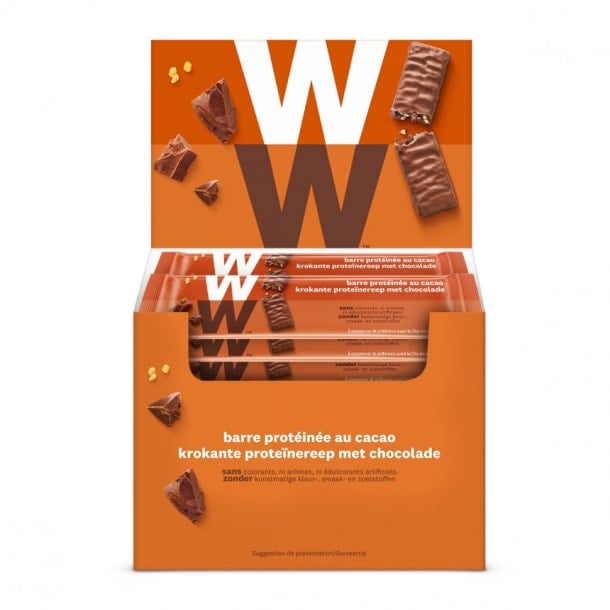 Doos met WW volume voordeel 24 proteine melkchocolade repen